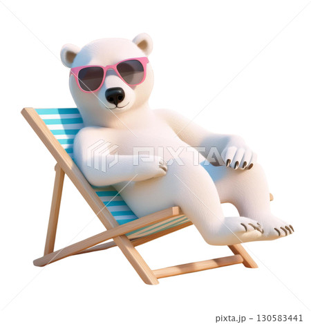 サングラスをかけたシロクマがバカンスを楽しんでいる 130583441