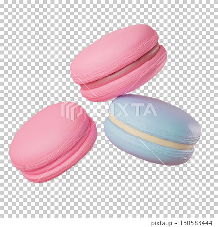 ピンク色のマカロンの3dのイラスト 130583444