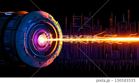 A futuristic city with a glowing light coming out of it A futuristic city with a glowing light coming out of it 130583535