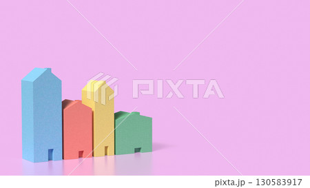 The House Multi color for property concept 3d Rendering. 130583917