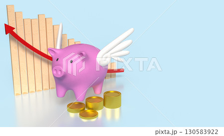 The Piggy Bank and gold coins for earn or saving concept 3d Rendering. 130583922