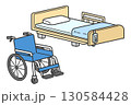 介護用ベッドと車椅子のセットイラスト 130584428