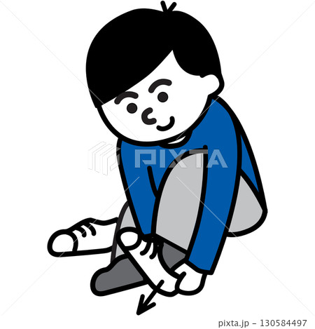 脱ぐ(靴)｜着替え動作カード・視覚支援アイコン(Take off my shoes) 130584497