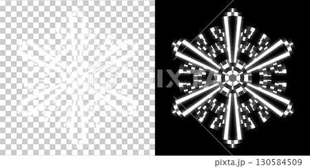 發光的放射狀圖案,左側為透明背景,右側為黑色背景 發光的放射狀圖案,左側為透明背景,右側為黑色背景 130584509