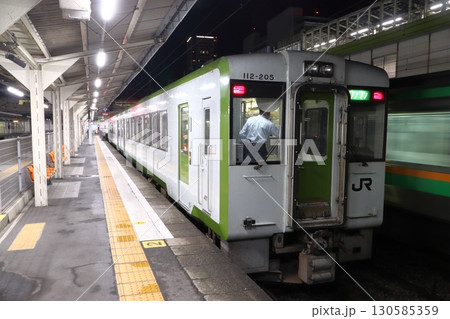 夜の高崎駅に停車中の八高線キハ110系 夜の高崎駅に停車中の八高線キハ110系 130585359