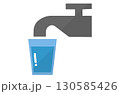 水道とコップで表す給水所カラーアイコンイラスト 130585426
