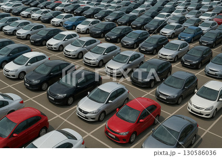 駐車場の車列　0028 130586036