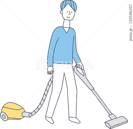 掃除機をかける男性 130586207