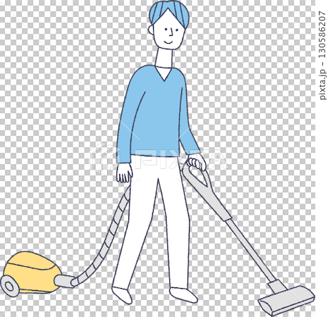 掃除機をかける男性 130586207