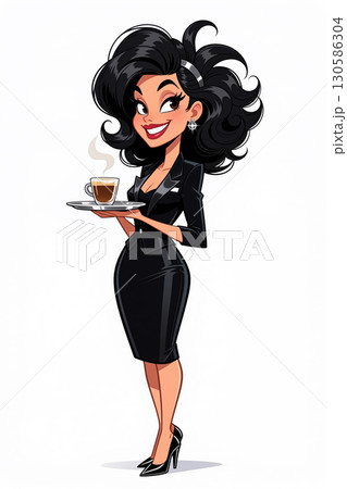 A waitress serving coffee. 130586304
