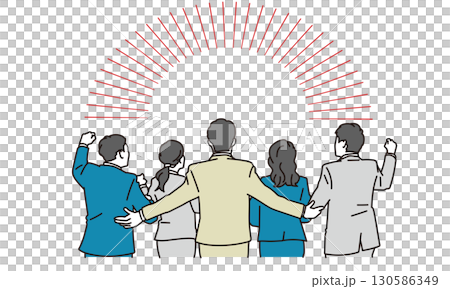 一位商人的背部握拳的插圖素材 130586349