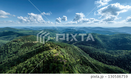 美しい緑が広がる夏の山並みの風景 美しい緑が広がる夏の山並みの風景 130586759