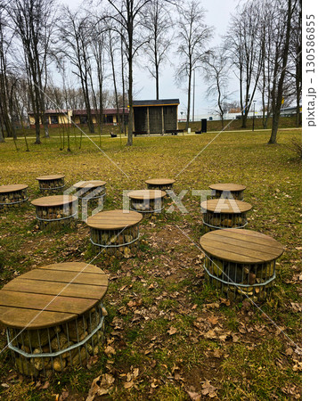 Interactive Science Park Exhibit with Newton's Cradle, Plasma Balls and Physics Experiments 130586855