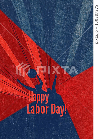 Celebratory design for Labor Day featuring vibrant colors and dynamic shapes Celebratory design for Labor Day featuring vibrant colors and dynamic shapes 130587275
