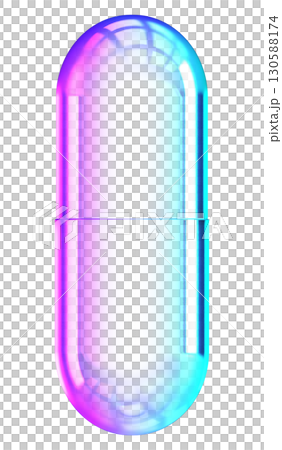 3D glassmorphism capsule with purple blue gradient. Glossy minimal pill shaped form for abstract design, futuristic decoration, and digital graphics 130588174