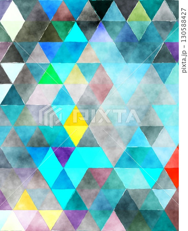abstract geometric pattern with colorful triangles and watercolor effects 130588427