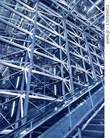 Modern architectural framework with glass and steel structure 130588851