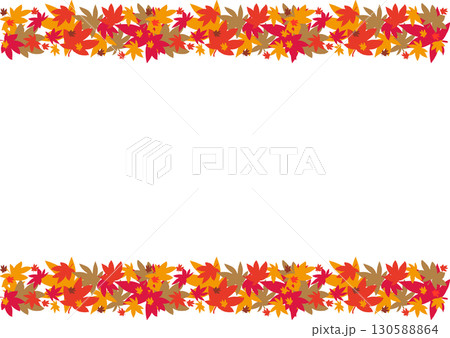 もみじの葉で描かれた上下のラインの背景 130588864