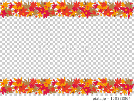 もみじの葉で描かれた上下のラインの背景 130588864