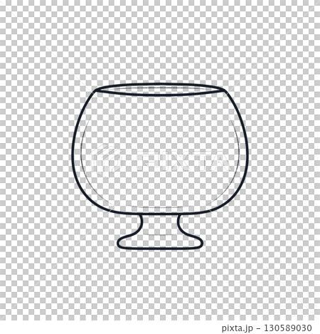 Line drawing of a cup with a round bowl and a short stem 130589030