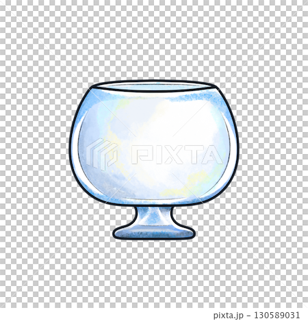 Round glass cup with short stem isolalted cartoon illustration 130589031