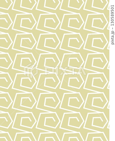 repeating geometric hexagonal pattern with white outlines on a light yellow background 130589501