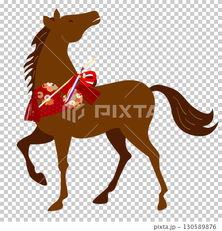 馬年賀卡十二生肖圖標 130589876