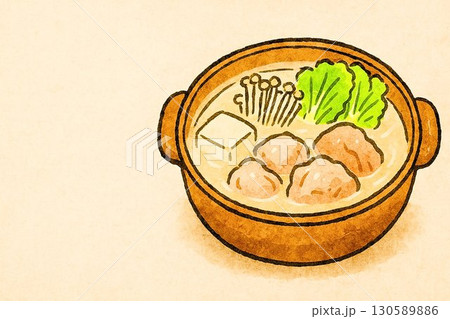 博多の水炊き 水彩風手描きタッチ 130589886