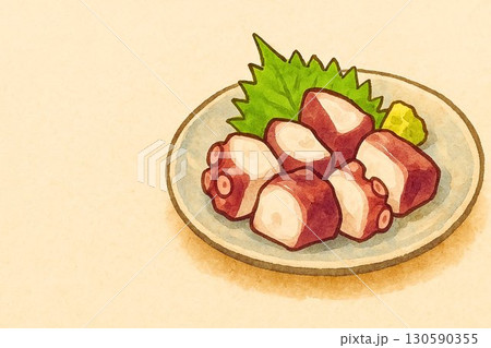 たこぶつのイラスト 水彩風手描きタッチ 130590355