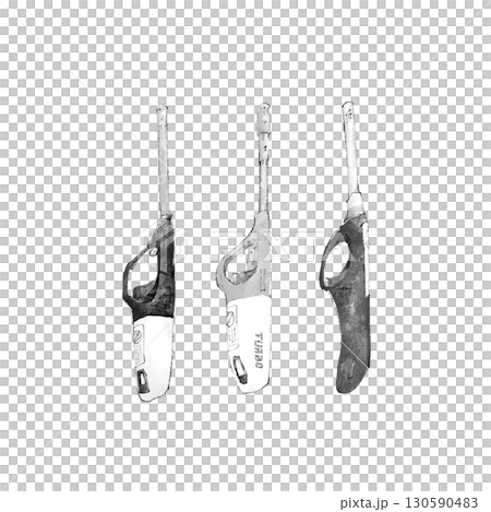 着火剤のイラスト　モノクロ 130590483