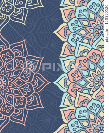 intricate geometric mandala pattern with floral details in pastel colors for decorative use intricate geometric mandala pattern with floral details in pastel colors for decorative use 130590520