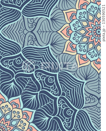 intricate blue and pastel mandala pattern featuring floral and geometric designs for artistic decorative purposes intricate blue and pastel mandala pattern featuring floral and geometric designs for artistic decorative purposes 130590521