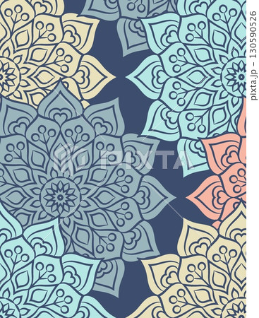 intricate mandala pattern with pastel colors and floral designs for relaxation intricate mandala pattern with pastel colors and floral designs for relaxation 130590526