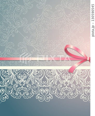 elegant decorative background with floral patterns and pink ribbon bow 130590545
