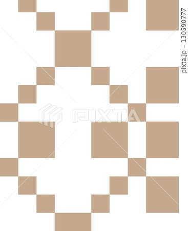 abstract geometric pattern with beige and white pixelated shapes forming a symmetrical design 130590777