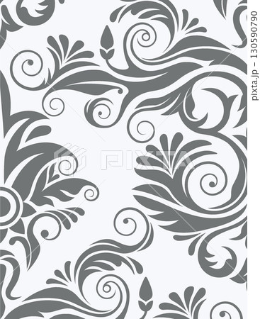 intricate black and white floral swirls pattern with elegant arabesque design 130590790