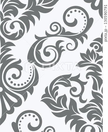 intricate black and white floral damask pattern with swirling design elements intricate black and white floral damask pattern with swirling design elements 130590791