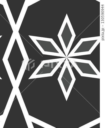 close-up of geometric snowflake pattern on dark background for winter decoration 130590944