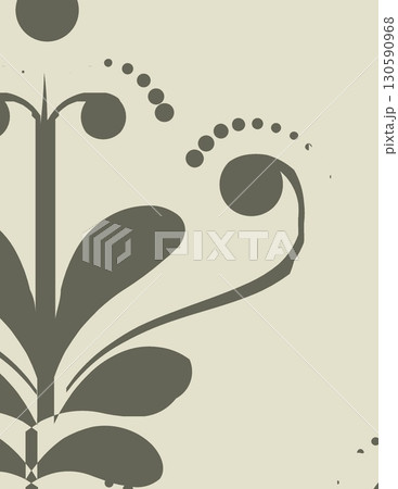 abstract floral design with symmetrical decorative elements in muted tones 130590968