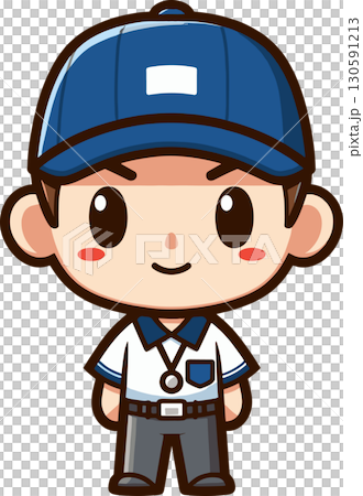 青い帽子のかわいい野球の審判 青い帽子のかわいい野球の審判 130591213