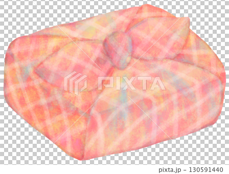 チェック柄のお弁当包みのイラスト チェック柄のお弁当包みのイラスト 130591440
