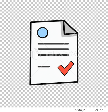 Check mark document icon illustration material (approved, completed, passed) 130591542