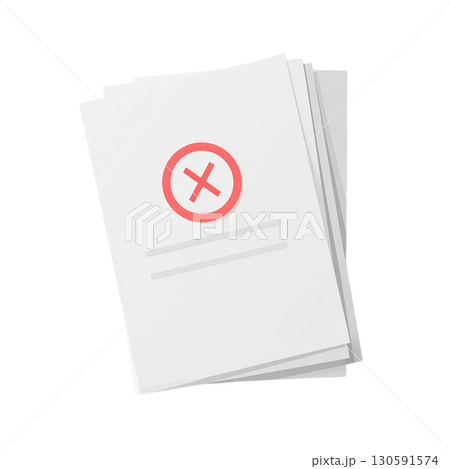 バツ印付き書類のアイコンイラスト素材（エラー・却下・失敗） 130591574