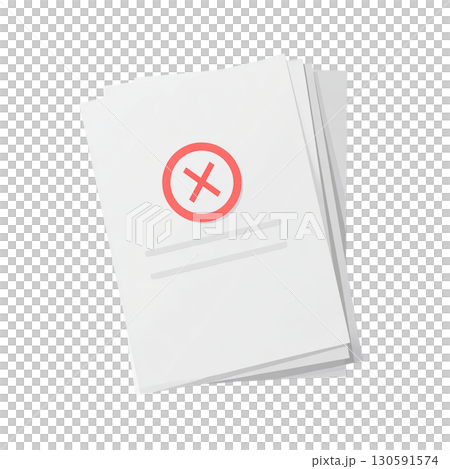 バツ印付き書類のアイコンイラスト素材（エラー・却下・失敗） 130591574