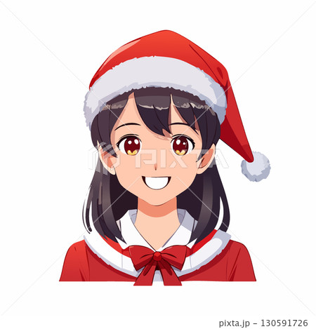 笑顔のサンタクロースの女性　クリスマス　アイコン 130591726