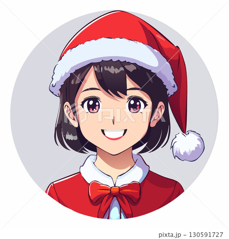 笑顔のサンタクロースの女性　クリスマス　アイコン 130591727