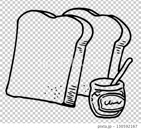 兩片麵包和草莓醬_線畫 兩片麵包和草莓醬_線畫 130592167