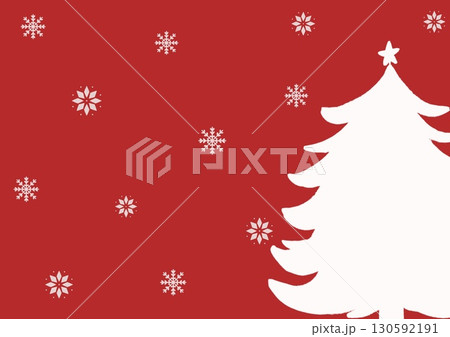 赤い背景とクリスマスツリーのイラスト 赤い背景とクリスマスツリーのイラスト 130592191
