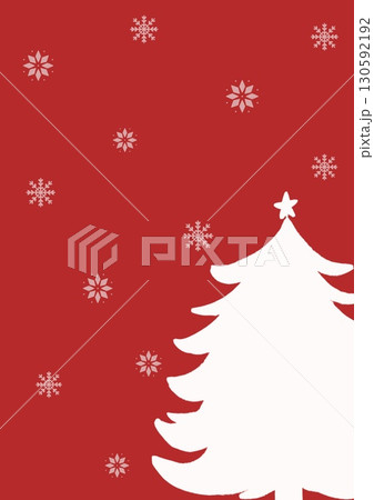 赤い背景とクリスマスツリーのイラスト 130592192