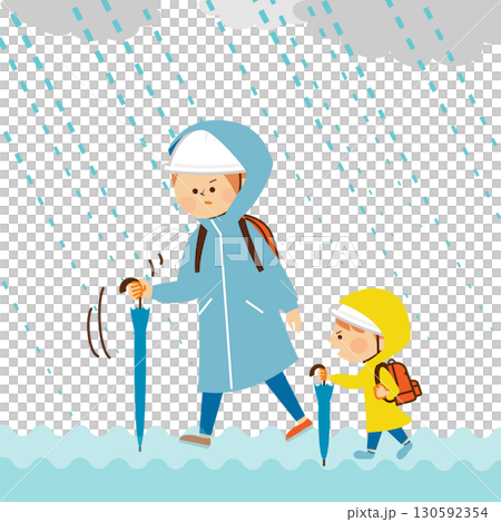 洪災：家長和孩子撤離 130592354